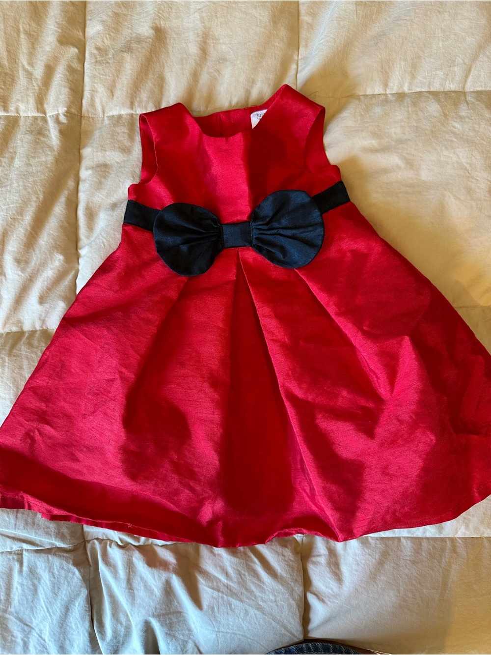 Just One You by Carters Red Satin Baby Dress with Black Bow